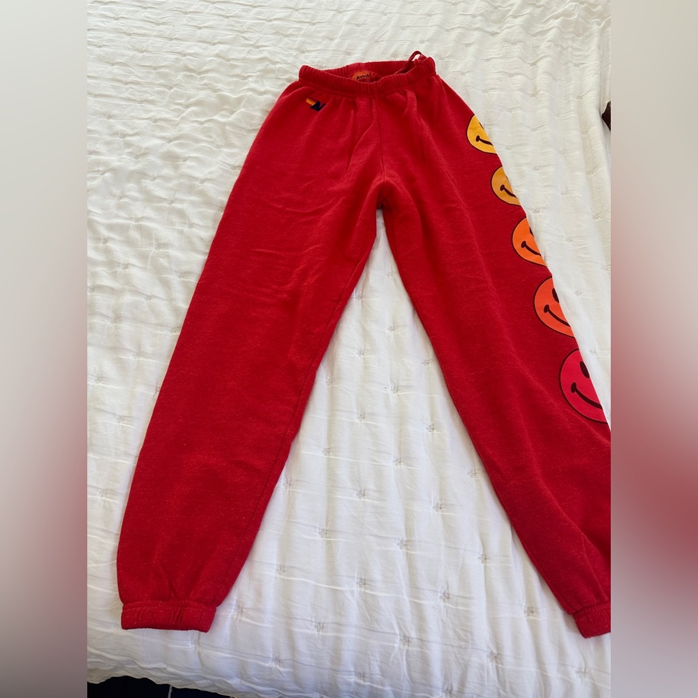Aviator Nation Red Smiley Sweatpants